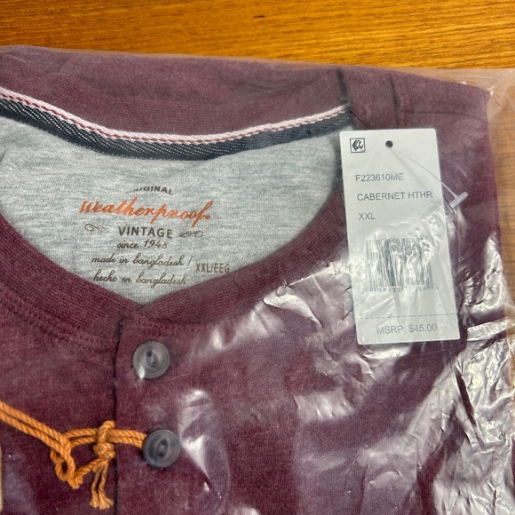 NEW Men's "Weatherproof Vintage" Henley Long Sleeve Top - Picture 2 of 4